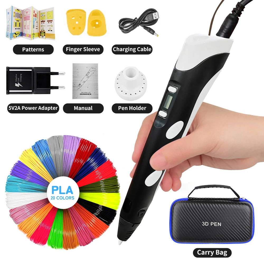 

Новая 3D Ручка для рисования для детей 6 цветов Diy 3D Ручка для печати с 200 м Pla нить 3D креативный набор игрушек для детей студенческий подарок