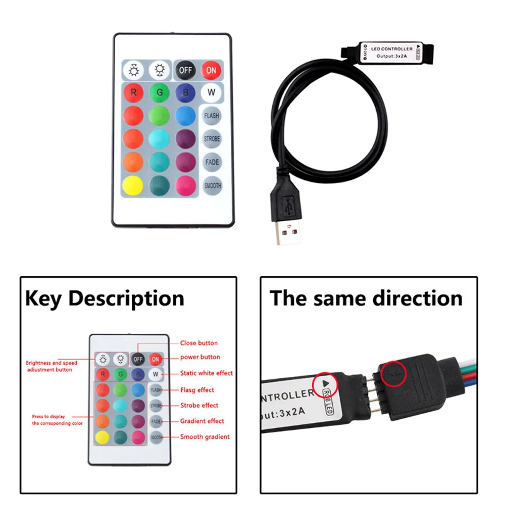 RGB LED Strip Lights USB Tape 5050 2835 0.5m- 5m Bluetooth Flexible 5V LED Strip Diode Ribbon TV Backlight With Remote Control