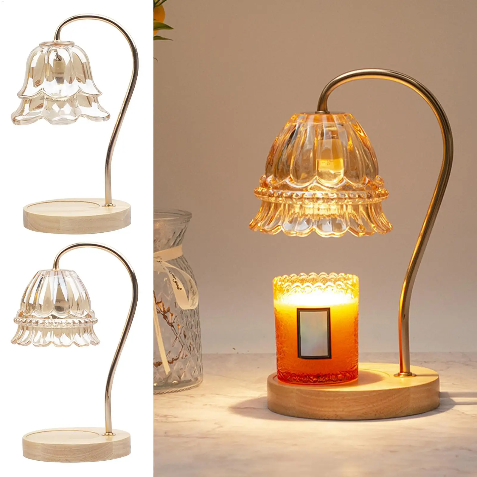 Desk lamp Electric Candle Warmer Retro Glass Table Lamp Bedroom Bedside Atmosphere Desk Lamp Candle Melting Waxing Burner