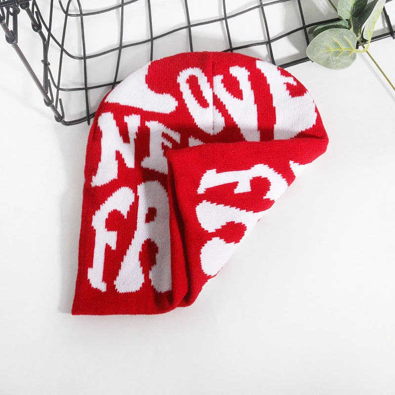 Y2K رسالة محبوك قبعة الخريف الشتاء الشارع جديد للجنسين الدافئة الشخصية تنوعا الأزياء المتخصصة بيني #3