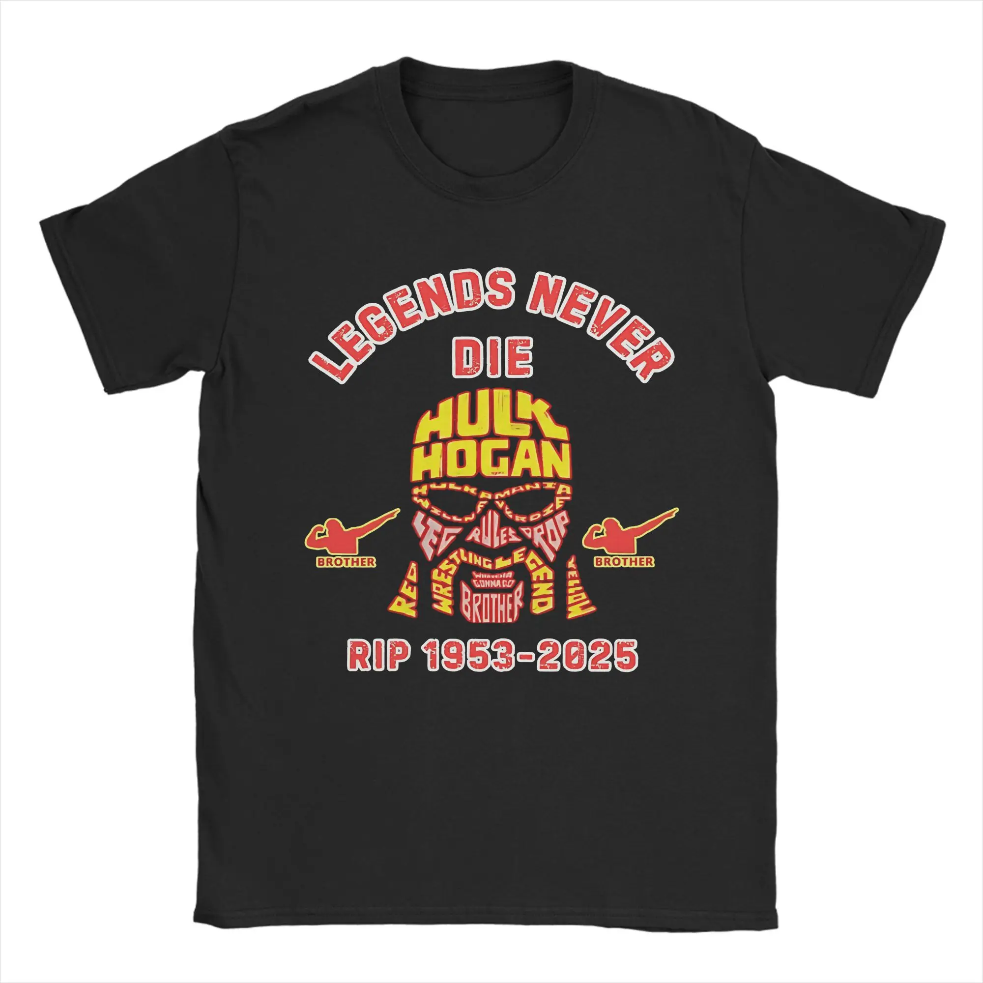 

Rip Hulk Hogan Hulkamania T-Shirt Summer 100 Cotton T Shirts For Men's Popular Loose Tee Shirt Short-Sleeved Classic Tops