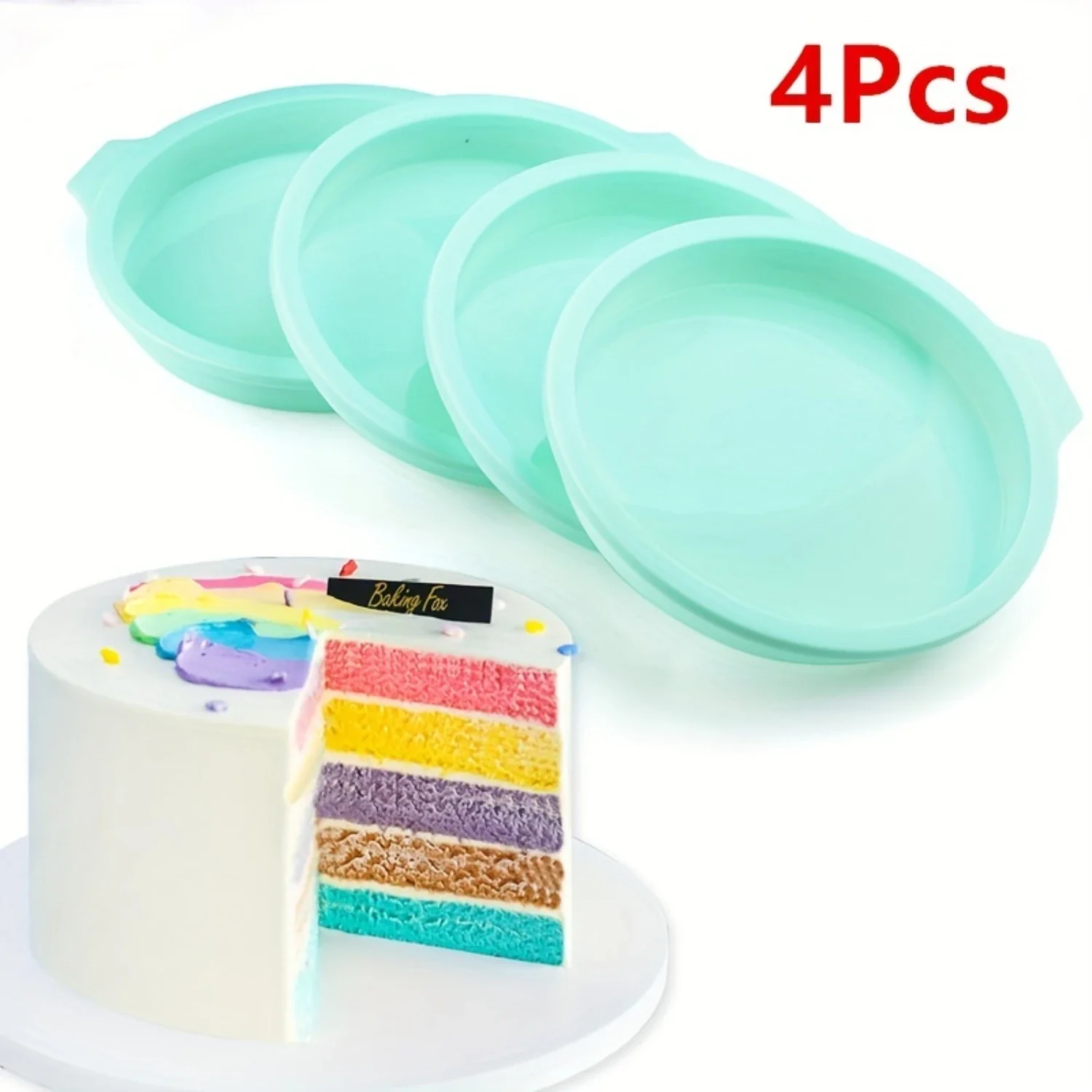 4pcs, Non-Stick Silicone Cake and Bread Molds - Round Shape Baking Tray for Toast Bread, Layered Cakes, and More - Kitchen Gadge