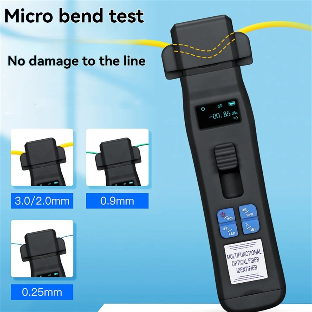 ATP5 أسود -C605 معرف الألياف الضوئية القابل لإعادة الشحن + OPM + VFL + أداة اختبار كابل الألياف الضوئية LED أداة FTTH