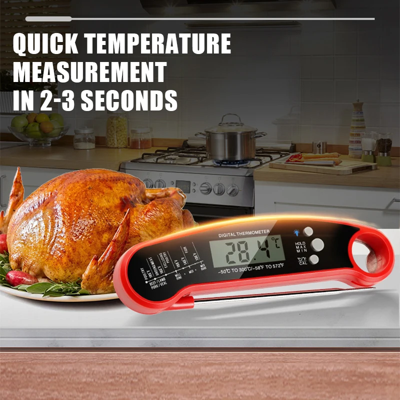 

Instant Read Meat Thermometer for Grill and Cooking Best Waterproof Ultra Fast Thermometer with Backlight & Calibration