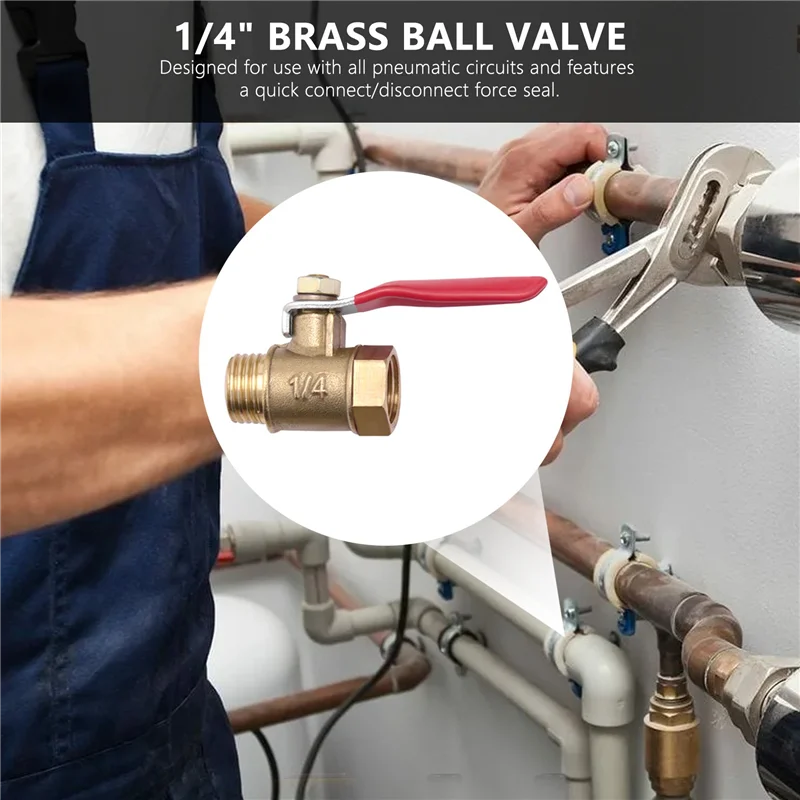 8PCS 1/4 Inch Heavy Duty Brass Ball Valve Shut Off Switch Male and Female NPT Thread Pipe Fitting