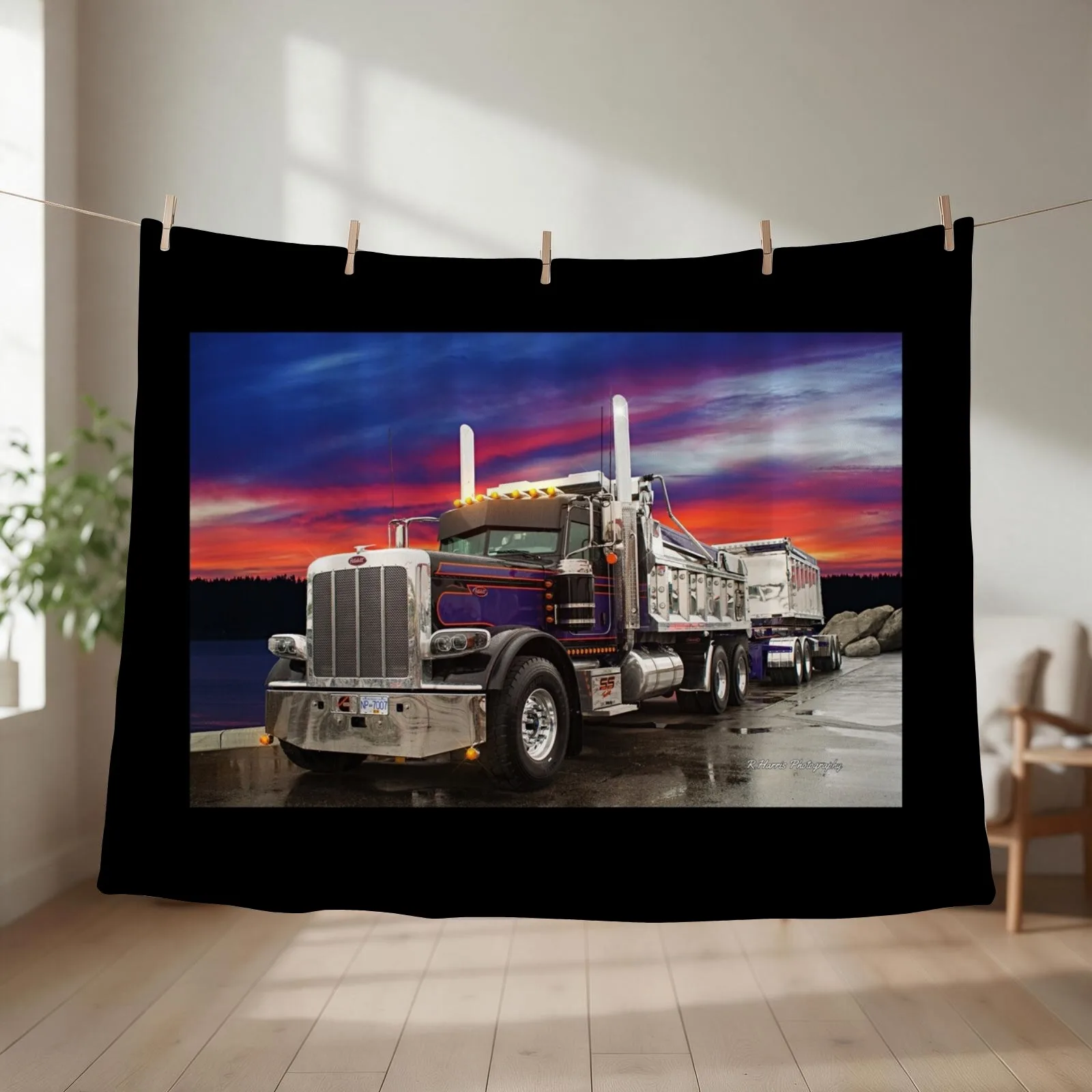 Truck and Transfer Purple Skies Throw Blanket couch cozy soft plush fuzzy picnic outdoor blanket
