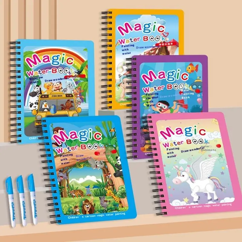

Reusable Coloring Book Water Painting Book Sensory Early Education Puzzle Drawing Toys 1 Book+1 Pen