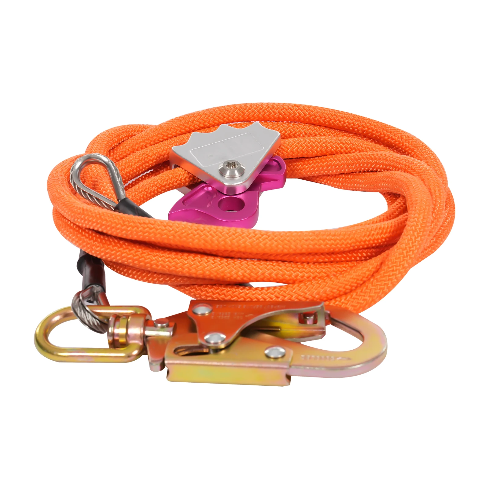 Climbing Rope 1/2 Inch * 16 Feet with Triple Lock Climbing Buckle Adjuster Orange