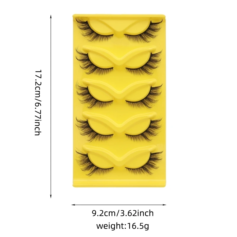 長くて自然なつけまつげ,ユニークなしわくちゃの尾,強くて丈夫,トレイあたり5ペア