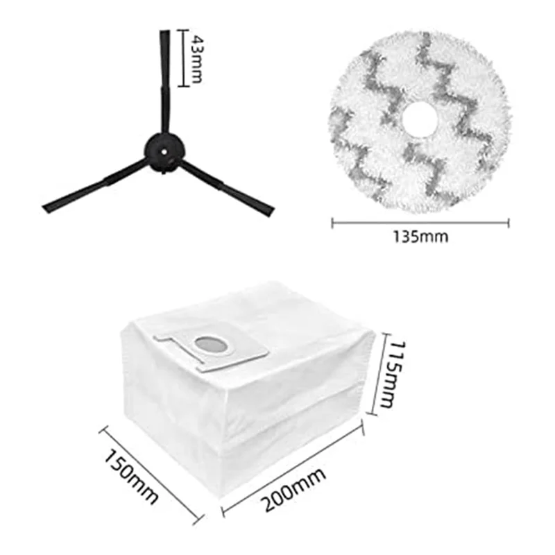 Ersatzteile Seitenbürste Mopp Tuch Pads Lumpen Staubbeutel Passend für Roidmi EVA SDJ06RM Roboter-Staubsauger-A58E