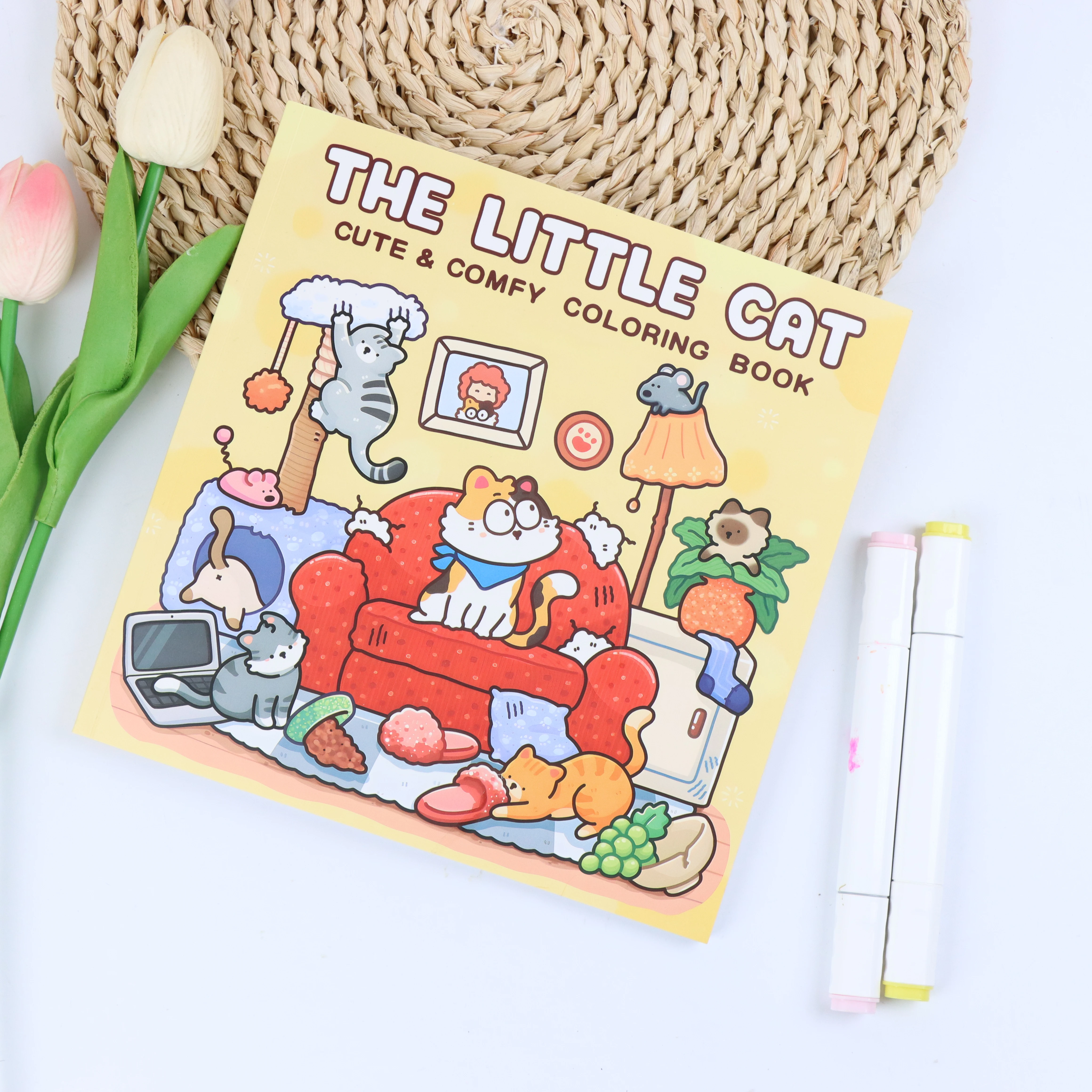 

THE LITTLE CAT: Coloring Book for Adults And Teens - Relaxing Designs Cute Animals