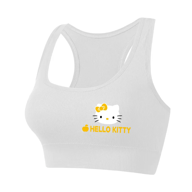 Sanrio Hello Kitty Cute Cartoon Seamless Sport Bra Top Breathable Fitness Running Top for Women Sports Vest Casual Tops Gift