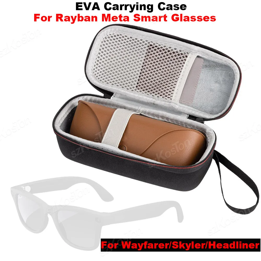 Estuche Rígido de Transporte EVA para Gafas Inteligentes Rayban Meta Wayfarer/Skyler/Headliner, Resistente a Golpes y Rayones