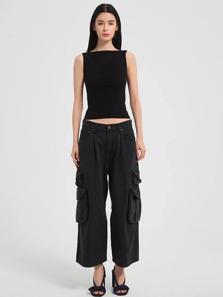 

Женские джинсы HighLife Spring Street: легкие, цветные, с высокой талией, в стиле рабочей одежды, с множеством карманов, утягивающие, укороченные (7/8)