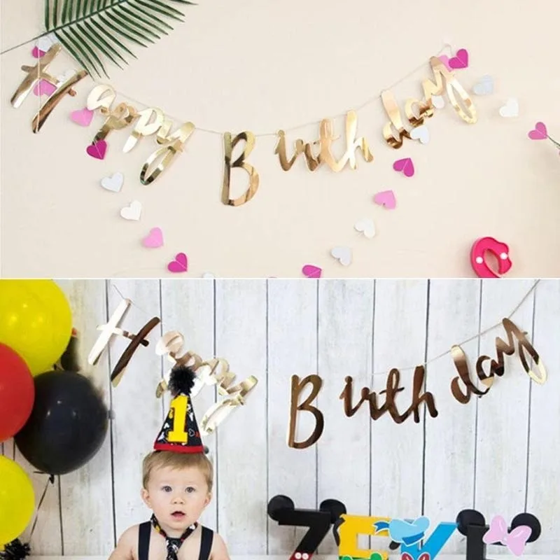 Happy Birthday Party Decoration Banner Birthday Garland Flag Decoration kids adult Scene Bunting Baby Shower Party Decor