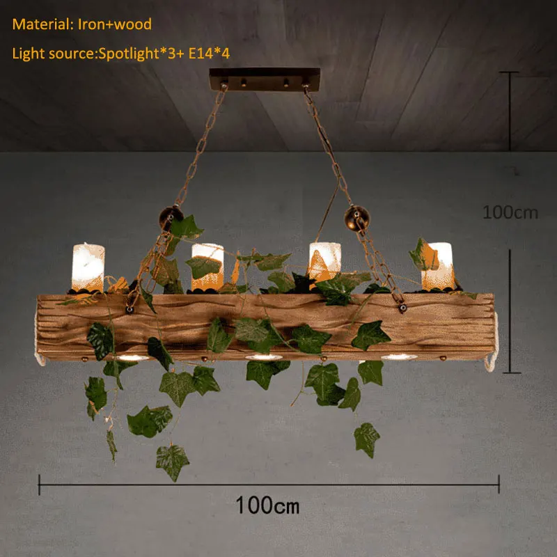 American Retro Industrial Pendent Lights Bar Counter Hot Pot Restaurant Restaurant Coffee Creative Wooden Chandelier Led Lamp