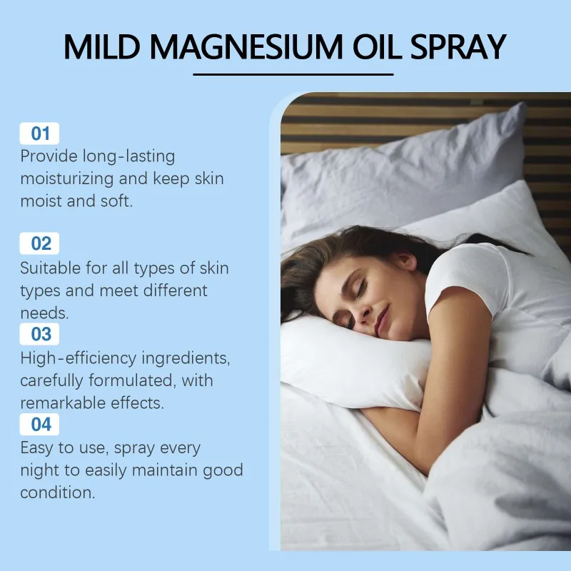 Spray d'Huile de Magnésium Doux pour la Relaxation et Apaisement, Spray d'Ingrédients Naturels pour le Sommeil, le Sommeil, l'Anlande et le Calme