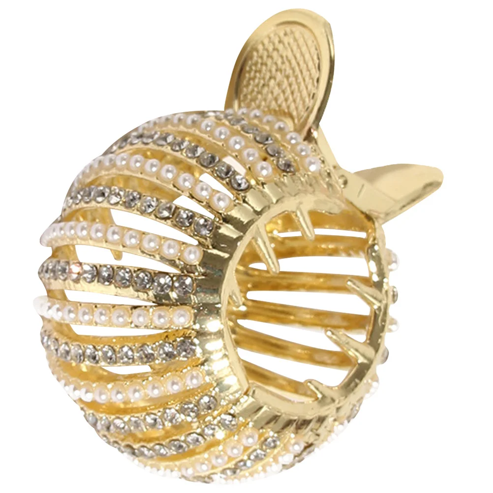 

Pearl Water Drill Claw Clip Metal Ponytail Cuff Decorative Hair Barrette for Women Long Thick Hair Styles Gold Claw Clip