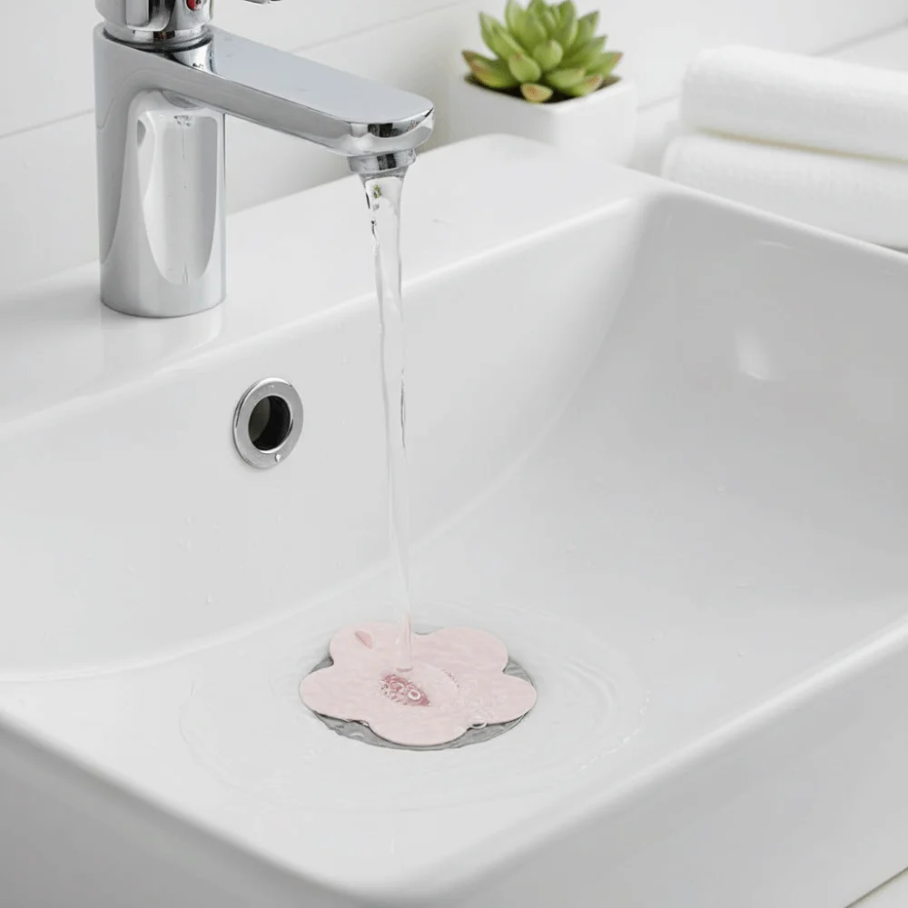 30pcs/bag Flower Shape Flower Shape Sink Plug Sturdy Durable Material Flexible Structure Wash Basin Filter Screen