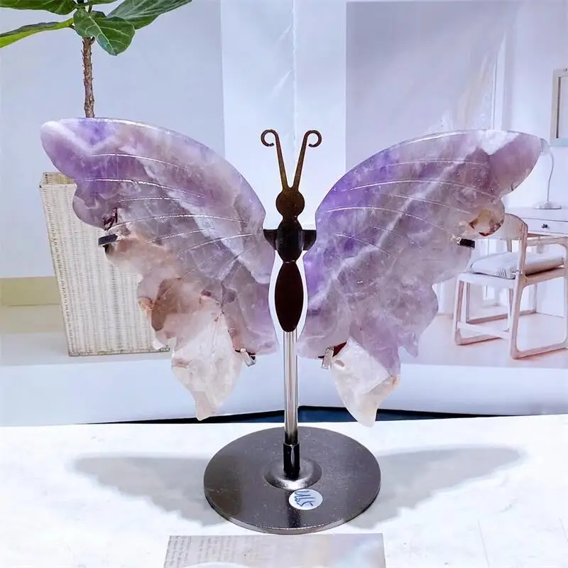 

Natural Dream Amethyst Butterfly Wing Carving Quartz Healing Crafts Gift Room Decor Home Decoration Birthday Gift 1Pair