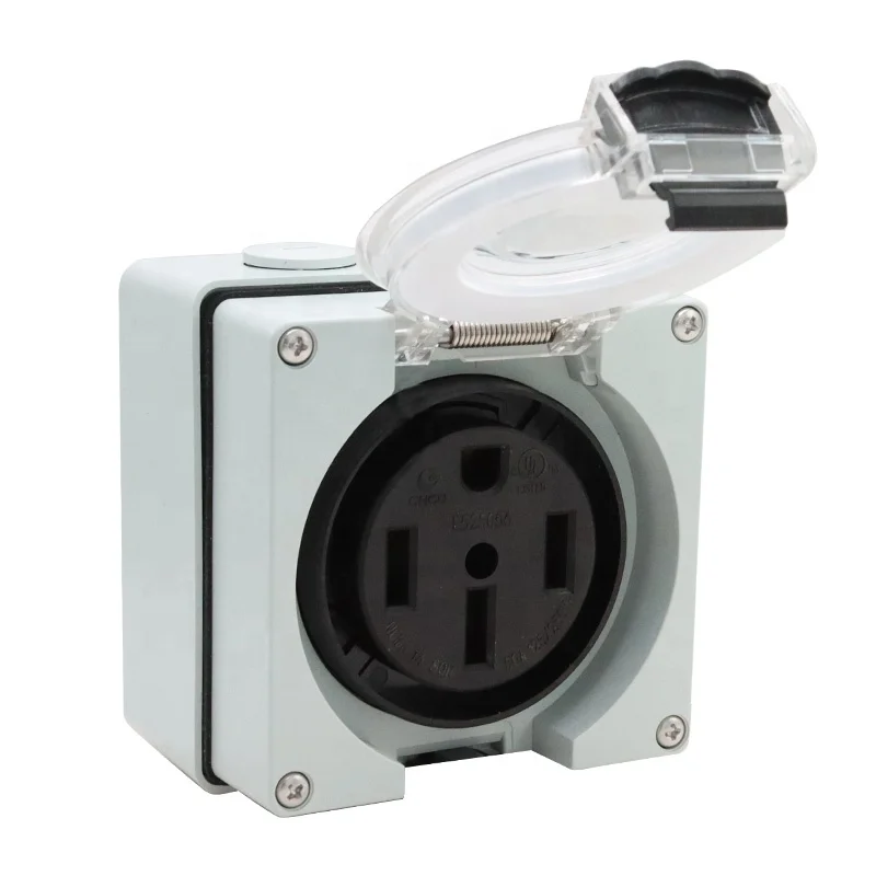 50 Amp Generator RV Power Inlet Box Plastic Waterproof Switch Socket Outdoor Power Outlet Box With 14-50R Receptacle