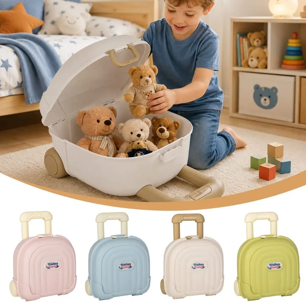 Gifts Mini Suitcase Storage Box Retractable Handle Desk Organizer Toy Organizer Rolling Wheel Rolling Storage Case
