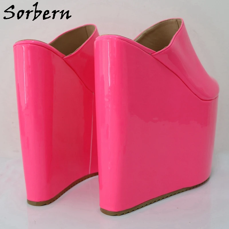 Sorbern 20Cm Wedge High Heel Mules Pump Slip On Shoes For Women Platform Custom Unisex Summer Shoes Modify Height