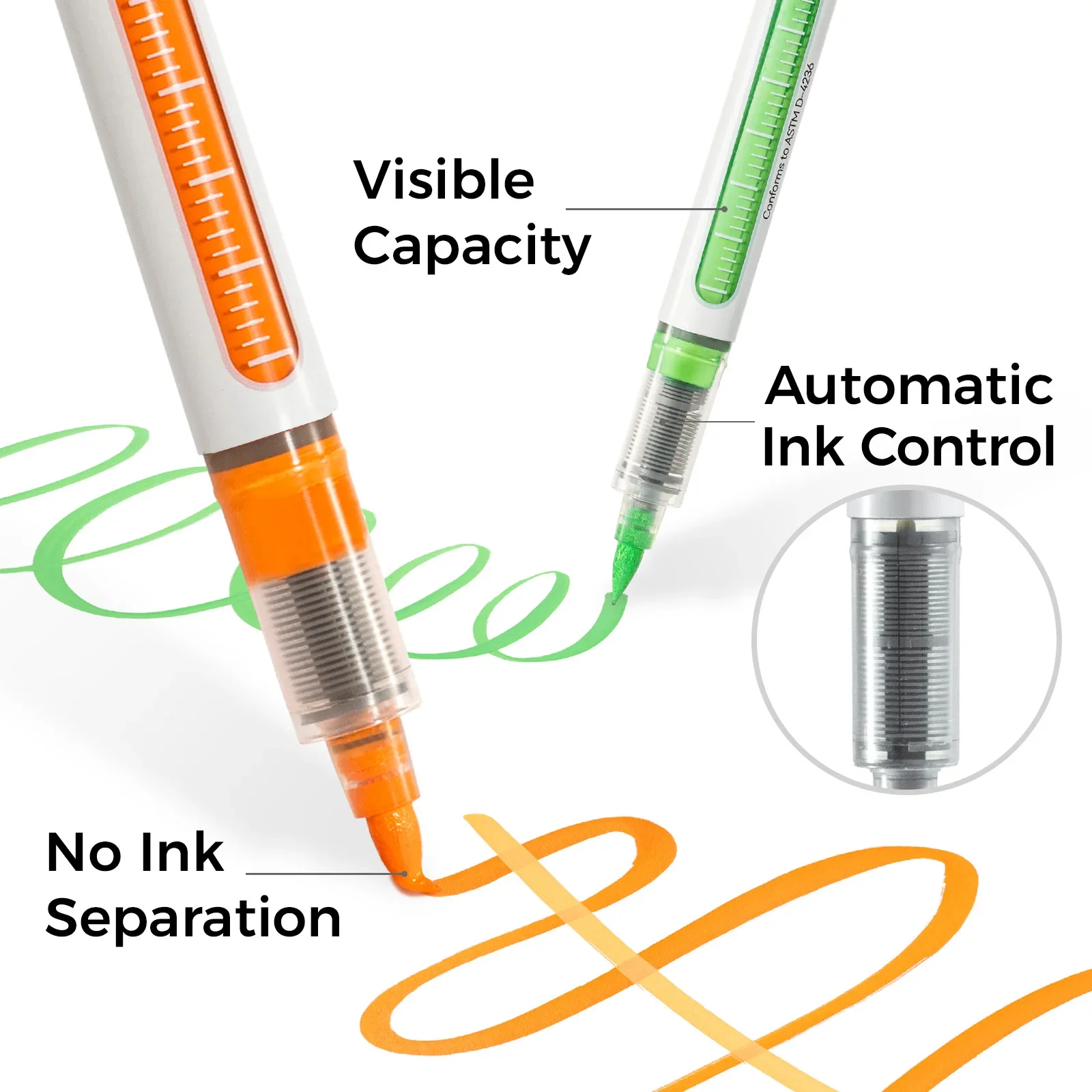 علامات أكريليك بالحبر المباشر من Ohuhu 24 لونًا علامات طلاء أكريليك طرف فرشاة مرن سائل مباشر أقلام طلاء عالية السعة Nahuku