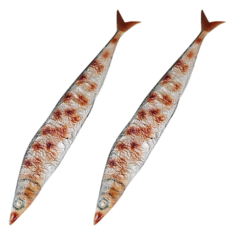 

2pcs Fake Fish Fake Seafood Model Fish Saury Model Plastic Grill Fish Pretend Kitchen Model for DIY kids play food