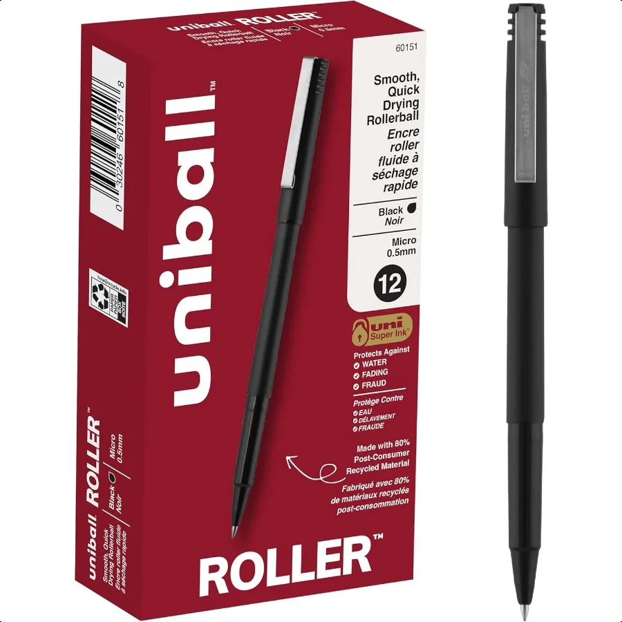 

Roller Ball Pen Stick Micro.5 Mm Black Ink Black Matte Barrel Dozen