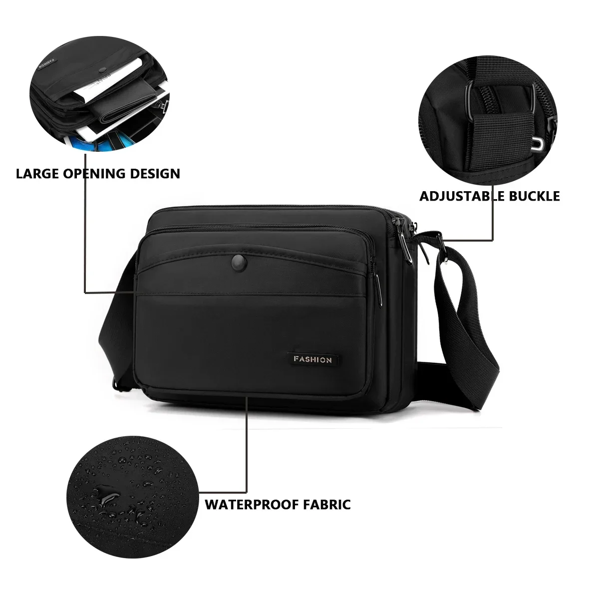 Men's nylon waterproof material shoulder bag, casual handheld crossbody bag, affordable cell phone change organizer bag