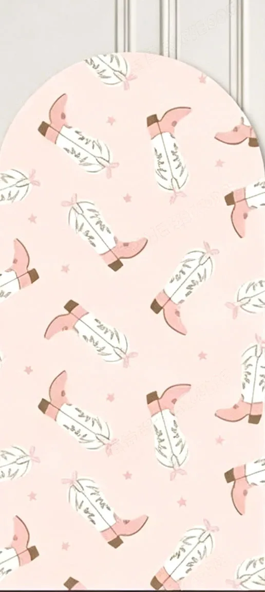 Custom Double-Sided Rodeo Cowgirl Baby Shower Arch Backdrop Cover Pink Bow Western Floral Cactus Birthday Party Photography