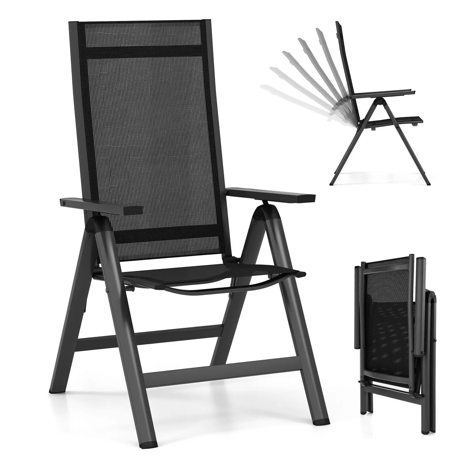 GOFLAME Patio Folding Chairs Lightweight Outdoor Dining Chairs Reclining Chair