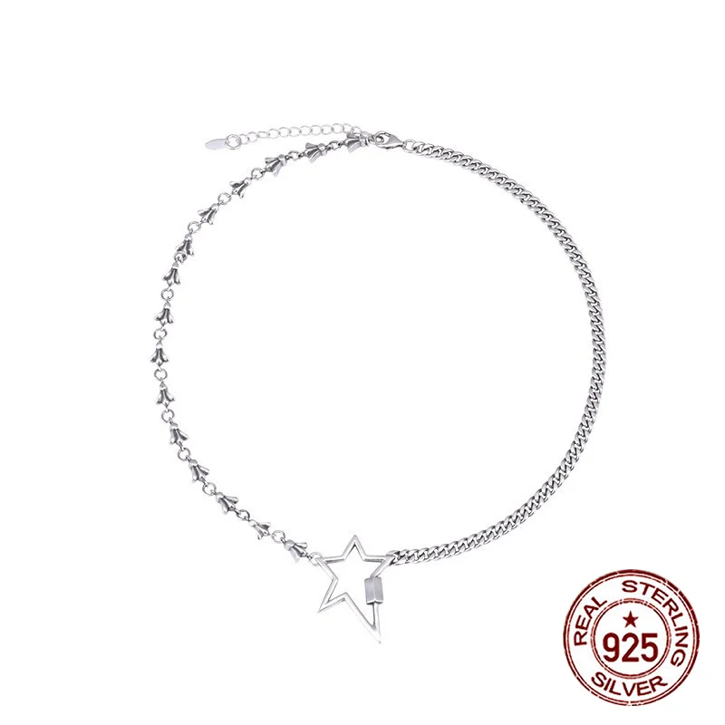 S925 Sterling Silver Necklace Fashionable and Personalized  Sweater chain retro star couple style  Fresh and fashionable jewelry