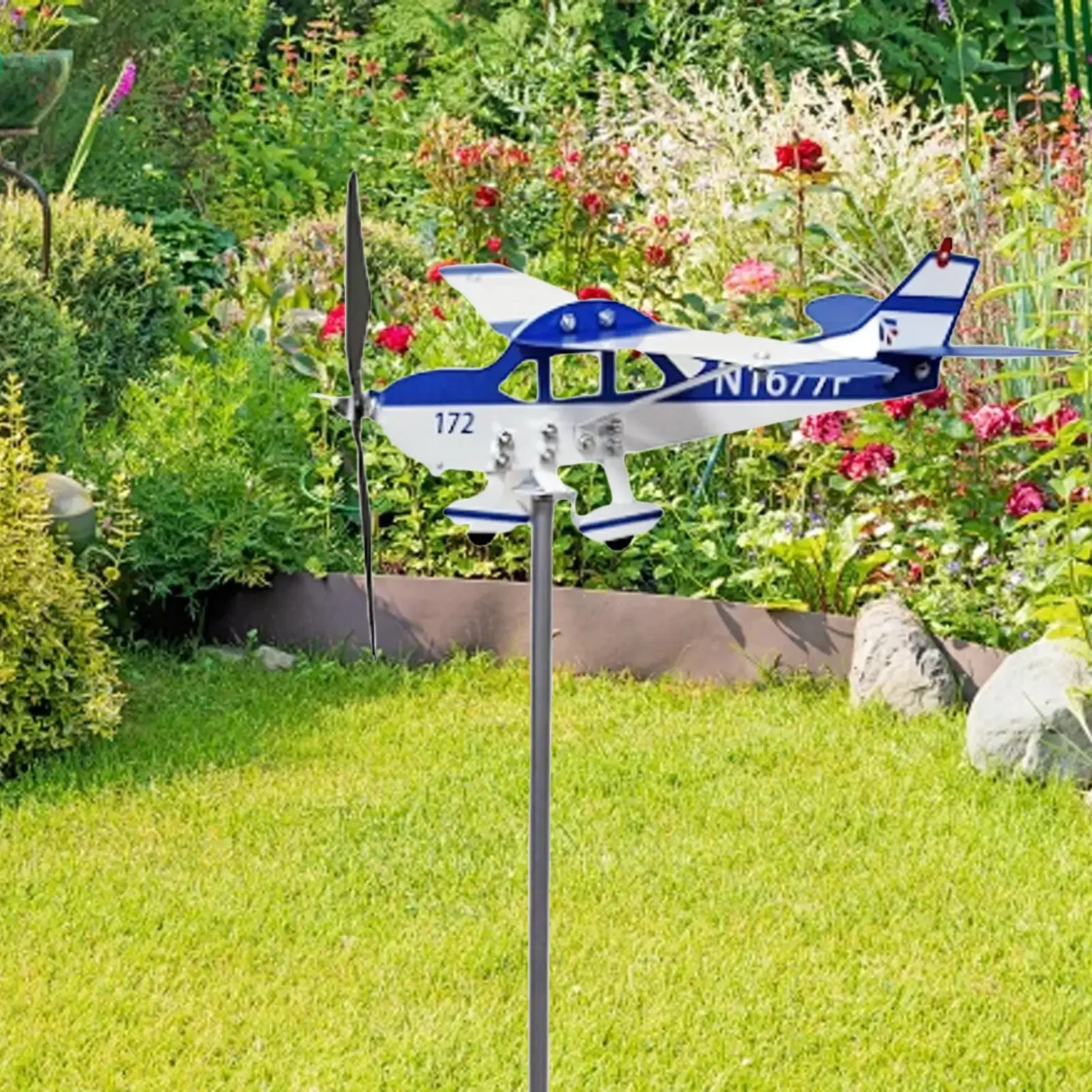 3D Metal Pipe Windmill Wind Direction Compass Weather Vane Garden Decoration Airplane Weathervane Decorative Wind Direction
