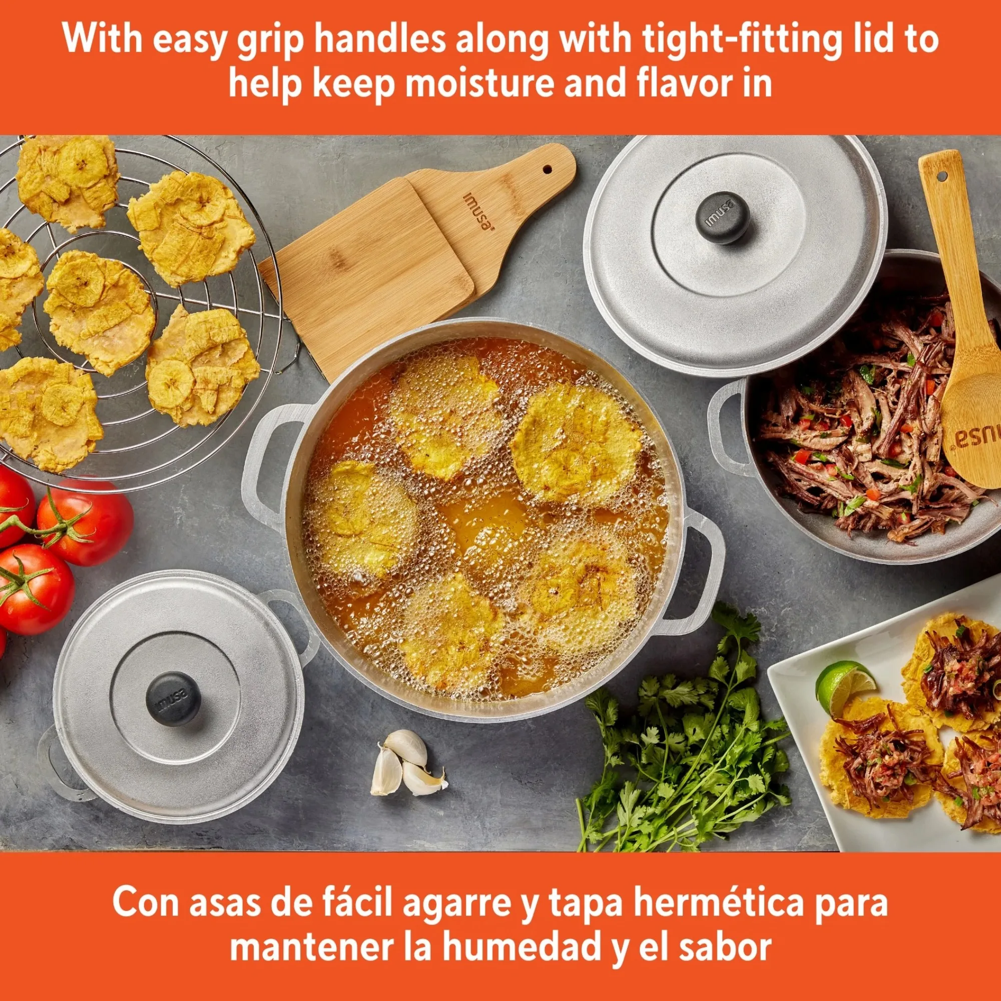 Juego de 3 piezas Caldero de aluminio fundido de 1,5/2,5/5,2 qt - 18/22/28 cm