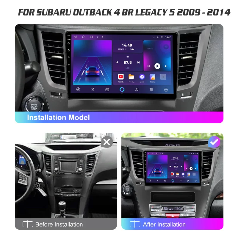 QSZN For Subaru Outback 4 BR Legacy 5 09-14 2 din Android 13.0 Car Radio Multimedia Video Player GPS Navigation 4G Carplay Head