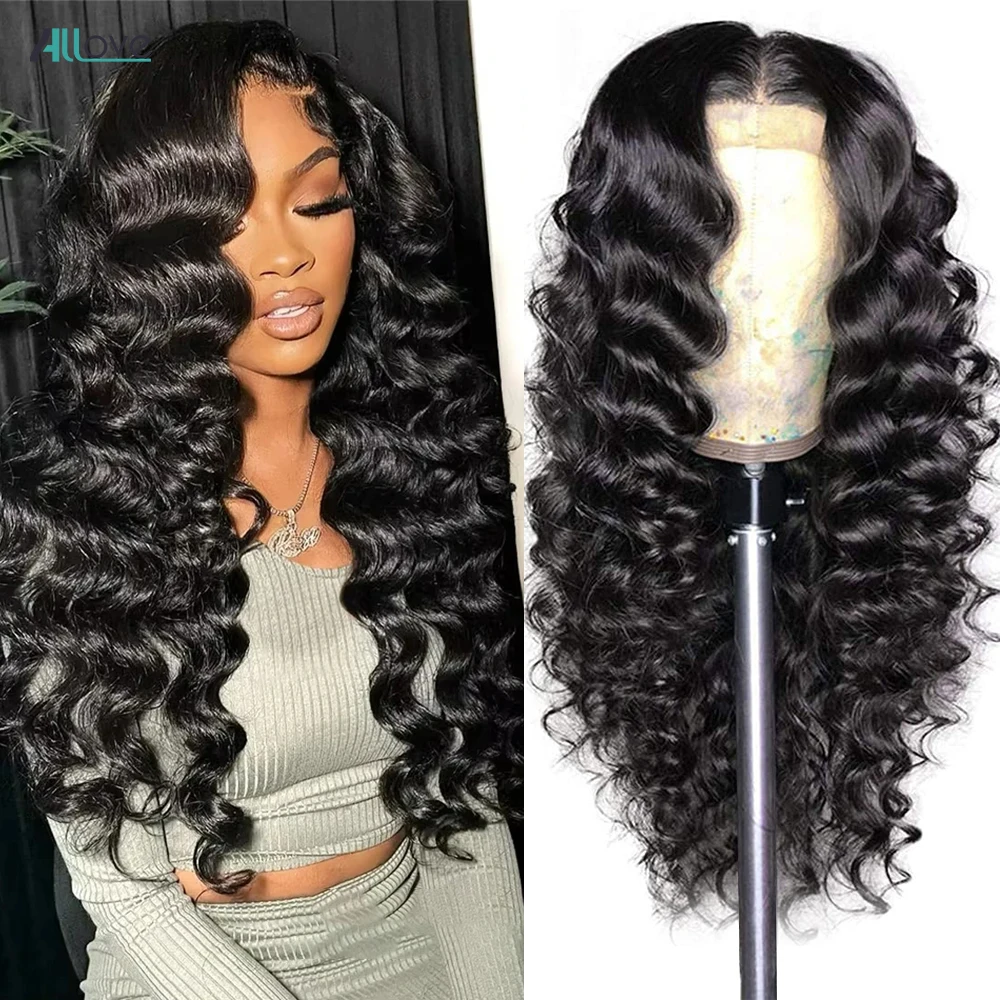 $99 For 13x4 Loose Deep Wave Lace Frontal Wig Pre Plucked Lace Front Human Hair Wigs For Women Deep Wave Wig Human Hair 180%