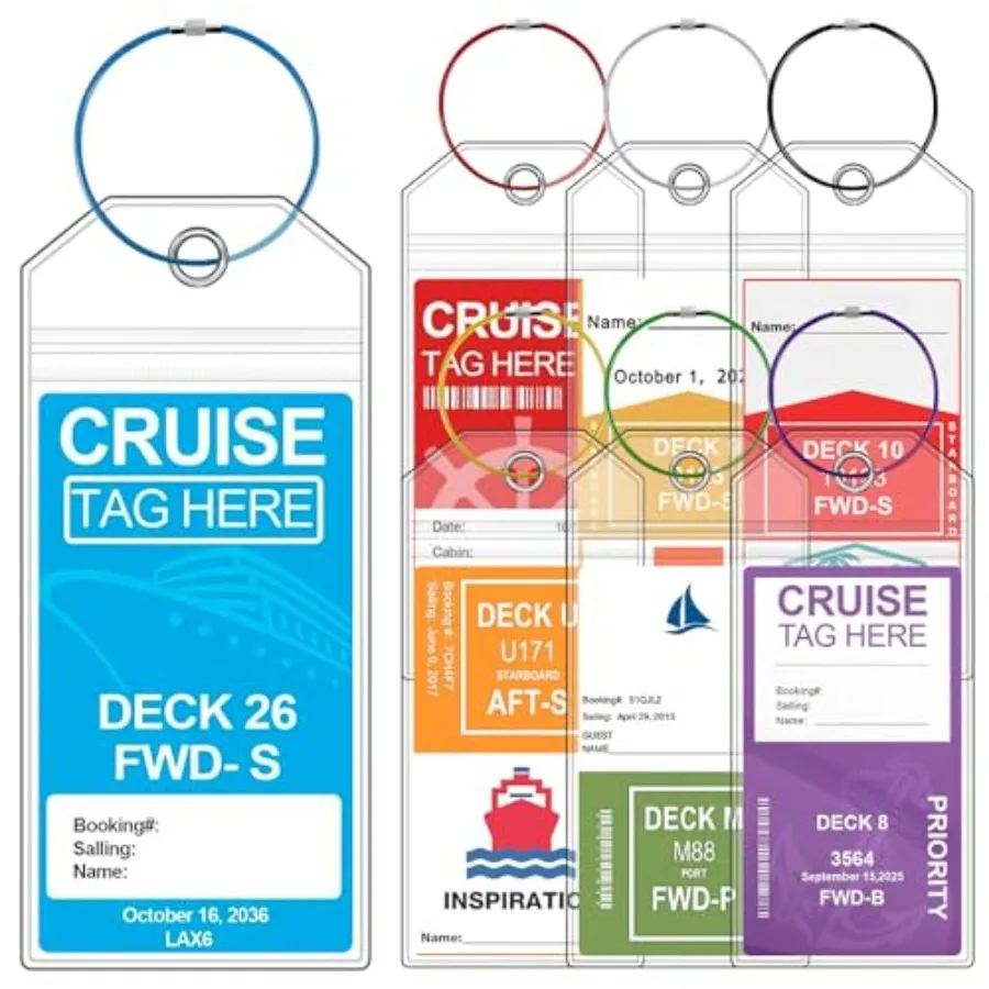 

Cruise Luggage Tag Holder for Carnival, Princess, MSC, NCL, Clear Cruise Tags Holder - Waterproof, Reusable, Zip Seal, Cruise E