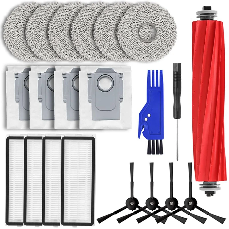 A63K-Replacement Parts For Roborock Qrevo Maxv/Qrevo Pro/Qrevo S, Replacement Main Side Brush HEPA Filter Mop Cloth Pads