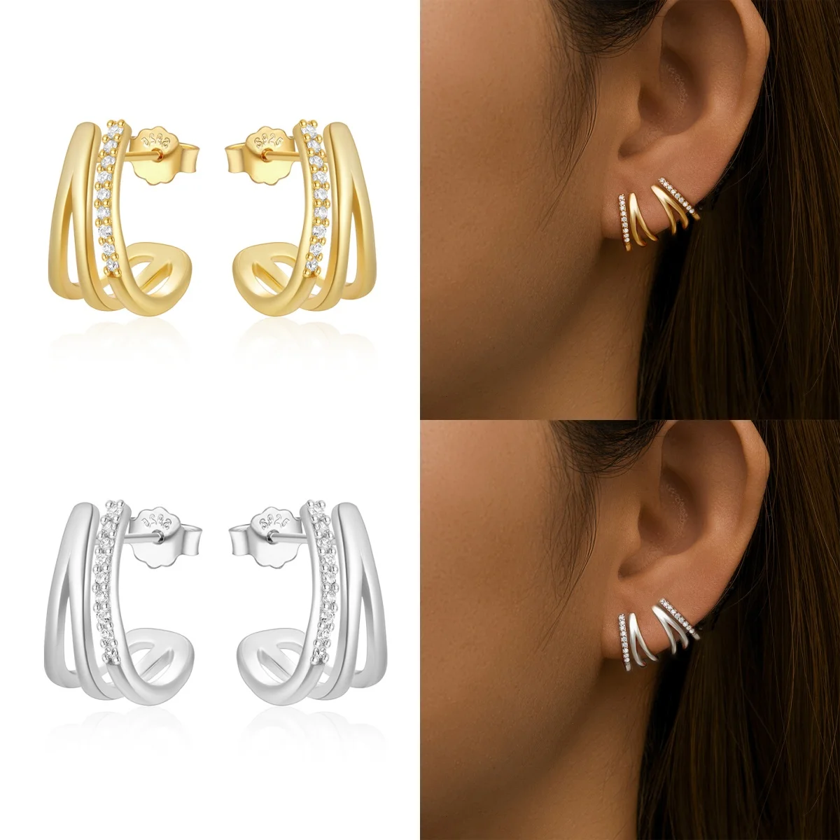 

Женские серьги из серебра 925 пробы с фианитами