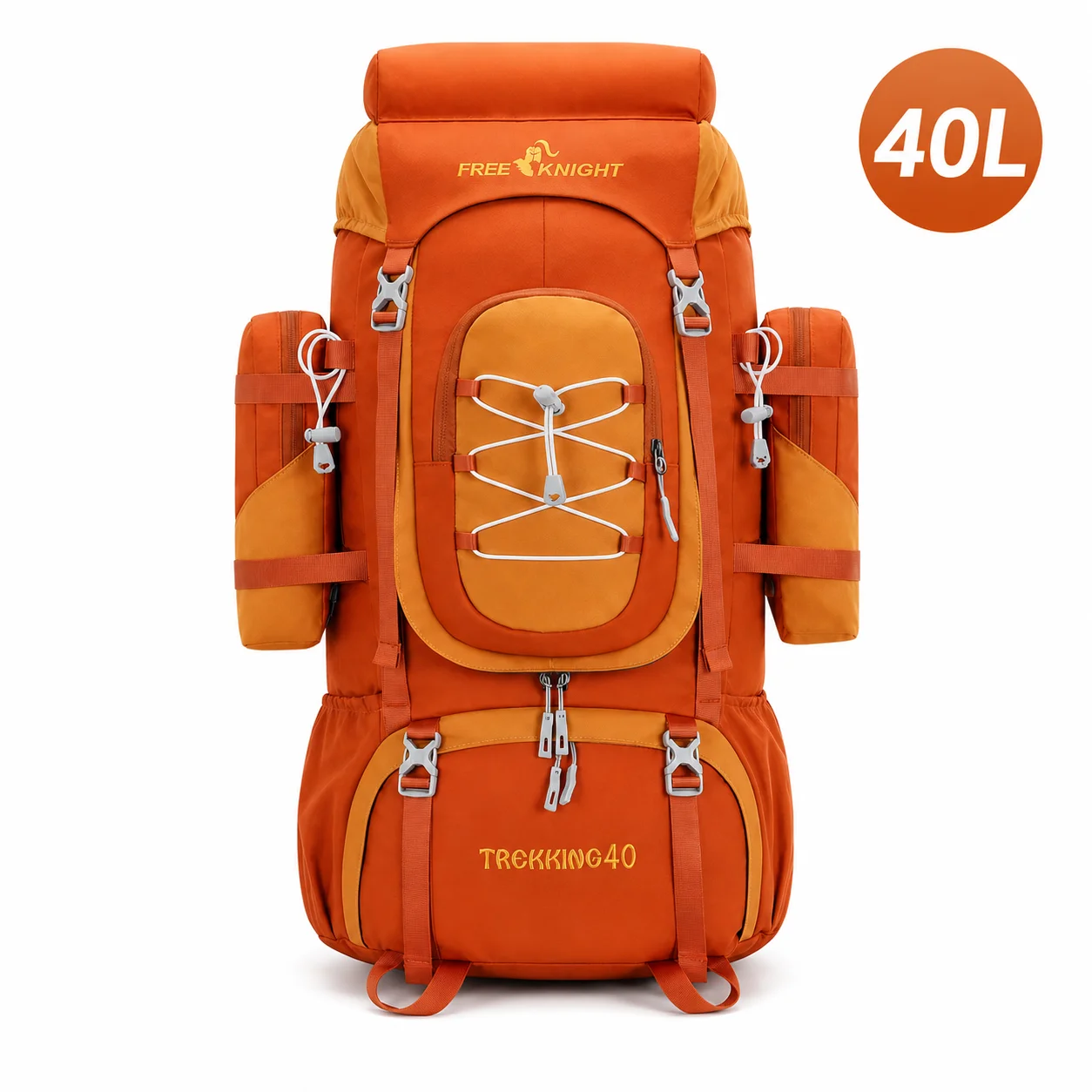 70L Unisex Water-Repellent Nylon Hiking Backpack Rucksack with Detachable Side Pouches and Rain Cover for Outdoor Camping Travel