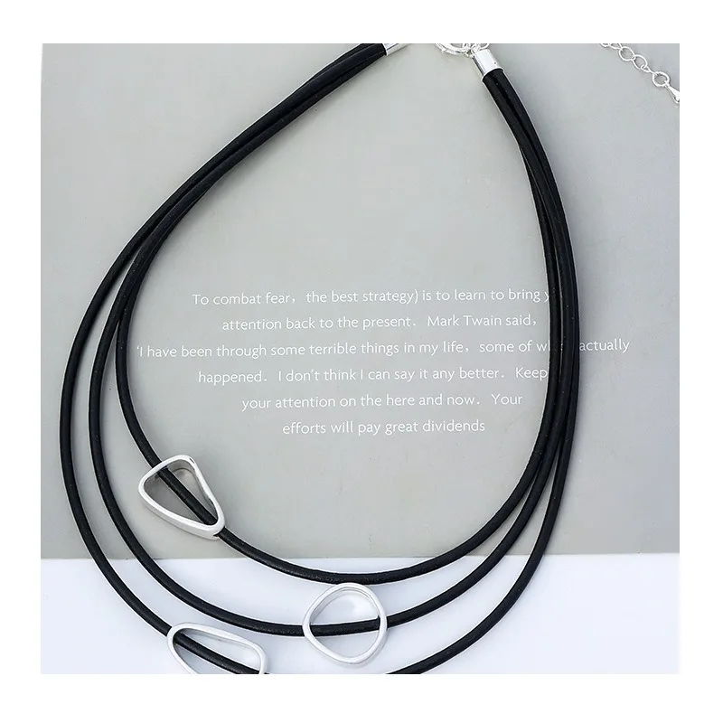 

Exclusive Necklace Multi-layer Leather Rope Women's Metal Short URL Retro Personality Niche High-end Necklace