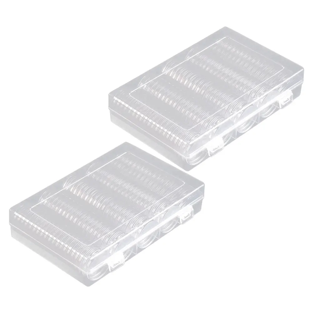 

2 Sets Coin Collection Organizer Clear Plastic Storage Box For 17 20 25 27 30mm Diameter Coin Display