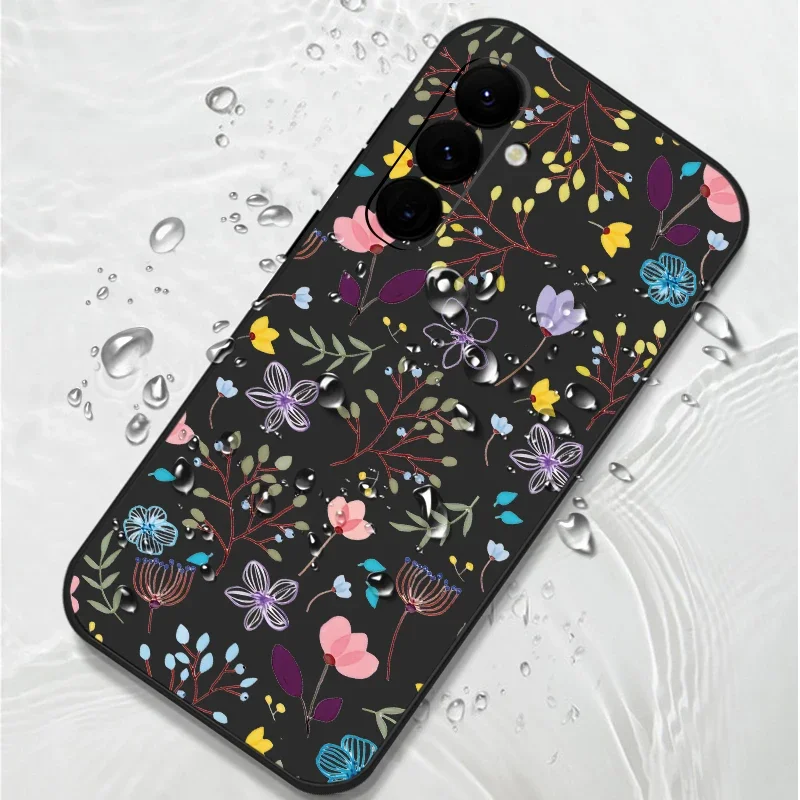 Luxury Flower Print Lanyard Case For Samsung Galaxy A55 A54 5G A35 A25 A15 A14 A34 A52 S21 FE S22 S23 S24 Ultra Silicone Cover