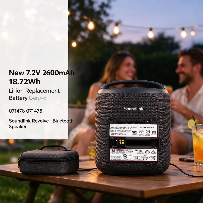 New 7.2V 2600mAh 18.72Wh Li-ion Replacement Battery 071478 071475 Compatible with Soundlink Revolve+ Bluetooth Speaker