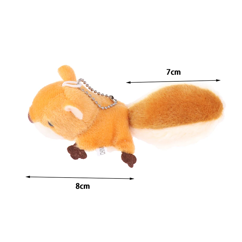 Cute Mini Squirrel Plush Toy Stuffed Doll Pendant Decorations Keychain Key Ring Backpack Oversized Tail Squirrel Bitrhday Gift