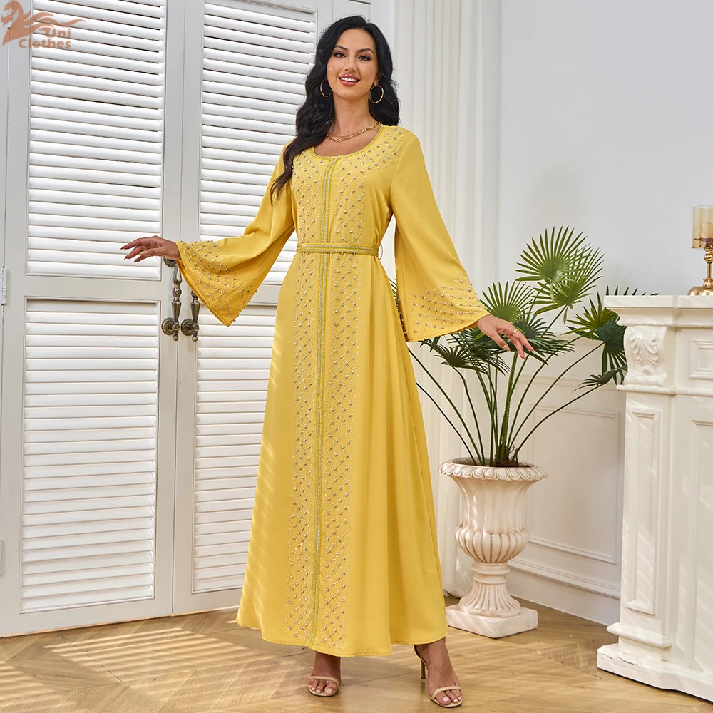 

Moroccan Caftan for Women Party Long Robe Jalabiya Ramadan Eid Muslim Dresses Sashes Dubai Abayas Islam Kaftan Saudi Vestidos