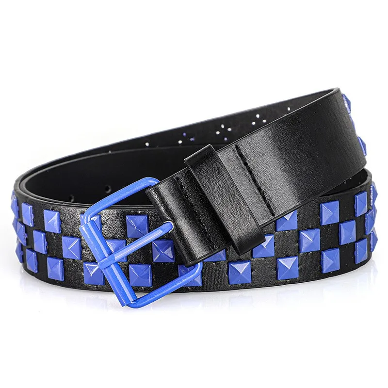 Bunter Nietengürtel für Damen, Unisex-Gürtel im Y2K-Stil, Heavy-Metal-Gürtel, europäischer und amerikanischer Punk-Rock-Jeansgürtel – Detail 13