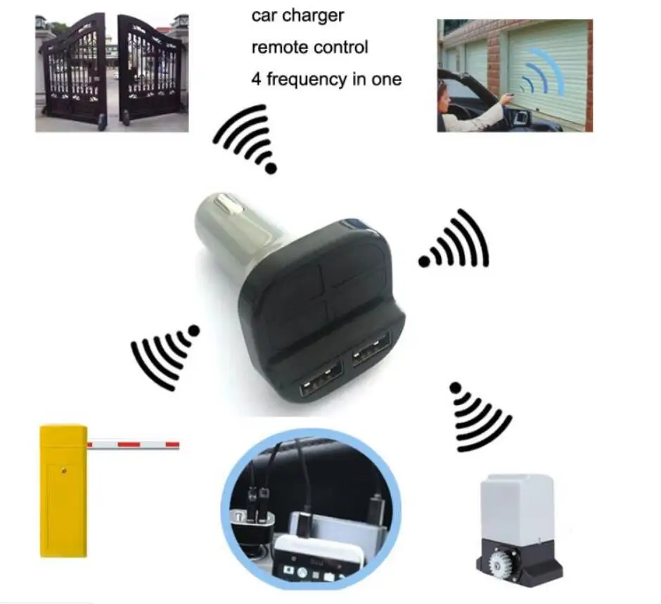 For Universal Car Charger Homelink Car Multi Frequency with USB Duplicator Rolling Code and Fixed Code 5V 2A Garage Door Remotes